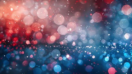 Abstract background with white bokeh lights and red, blue and silver colors in the style of various artists. . For Design, Background, Cover, Poster, Banner, PPT, KV design, Wallpaper - obrazy, fototapety, plakaty