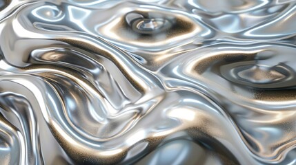 A shiny silver fabric with a wave pattern