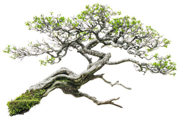 Fototapeta premium A close-up shot of a delicate bonsai tree, its intricate branches and leaves meticulously shaped. ,Isolated on white background