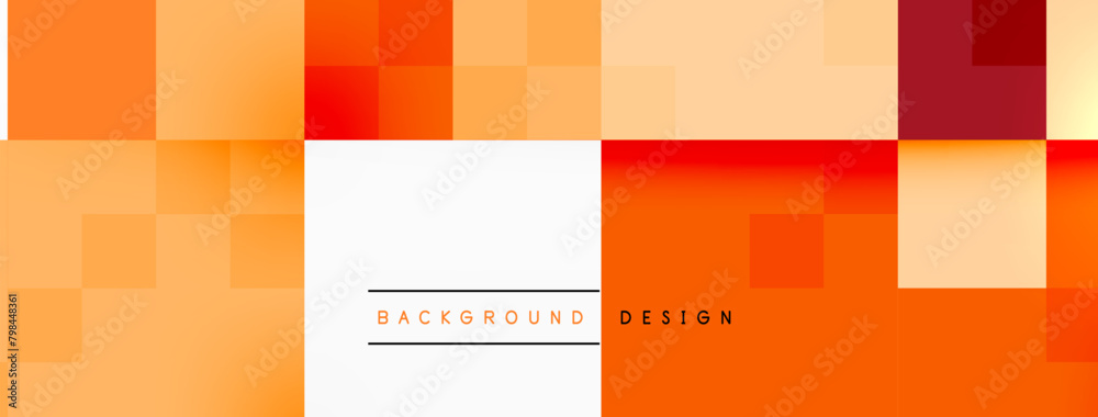 Aufkleber Vibrant colors like orange, magenta, and peach pop on a colorful background with squares of varying sizes. The rectangles create a lively pattern with tints and shades of amber