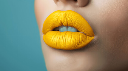 A Beautiful Pair of Yellow Lips Puckered Up for A Kiss