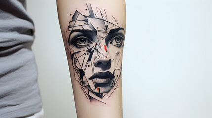 Creative tattoos frown thin strokes modern design