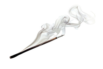 A soft plume of white smoke rising lazily from a smoldering incense stick, Isolated on white background