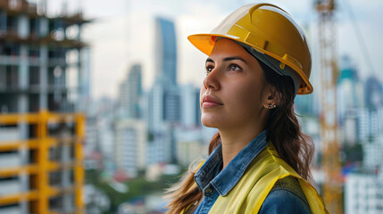 Construction Worker Woman with Safety Gear