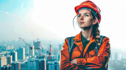 Construction Worker Woman with Safety Gear