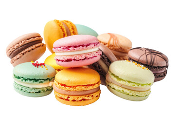 Fototapeta na wymiar colorful macarons Various flavored cream fillings isolated on white background.