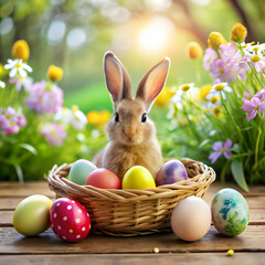 easter eggs and bunny beautiful background select