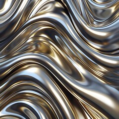 This image showcases the luxurious and smooth texture of a liquid gold surface, with a flowing metallic abstract design. - obrazy, fototapety, plakaty