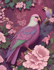 Beautiful deco birds art design background