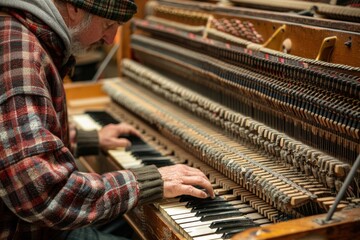 From the rhythm of a loom to the melody of a piano, artisans infuse their craft with passion and soul. - obrazy, fototapety, plakaty