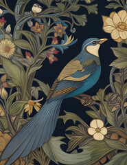 Beautiful deco birds art design background
