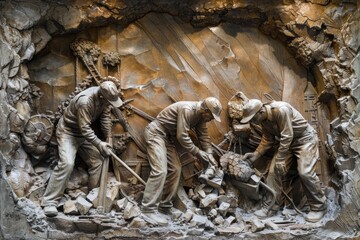 Through sweat and toil, workers forge the backbone of society, each labor a tribute to the human spirit. - obrazy, fototapety, plakaty