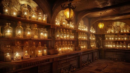 Deep within the heart of a mystical desert beyond the reach of mortal men lies a chamber of elixirs. The room is lit by the warm glow . .