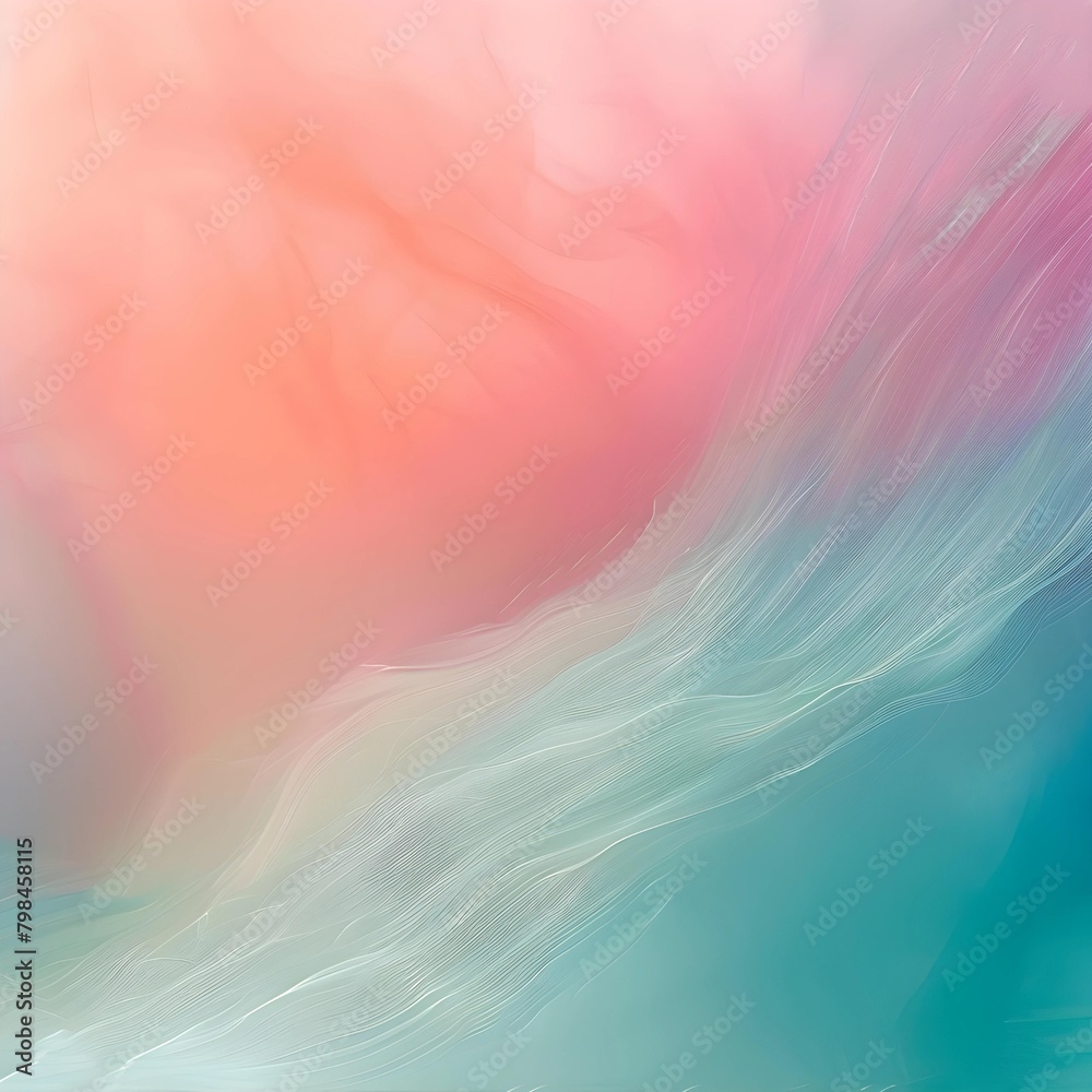 Poster an abstract illustration featuring soft waves of pastel colors, blending seamlessly to create a tran