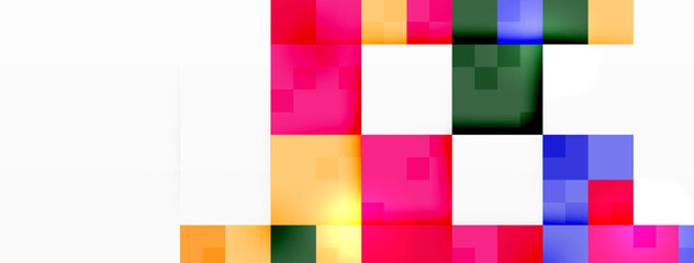 A vibrant display of tints and shades featuring rectangles colored in brown, purple, pink, violet, and magenta on a white background with a unique pattern. Font type varies