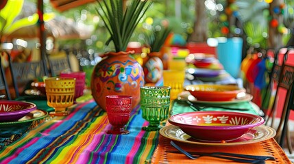 Bright and vibrant table decorations that add a festive touch to your Fiesta celebration