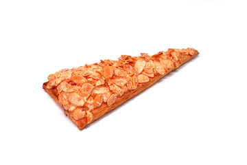 Crispy Almond pie isolated on white background