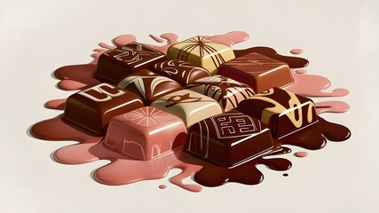 illustration of melted chocolate on white background