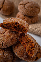 Warm Homemade Gingersnap Cookies on a bag