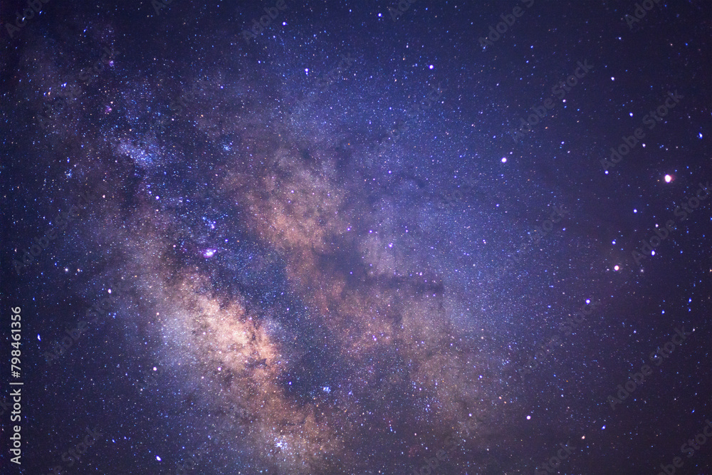 Wall mural the center of milky way galaxy with stars and space dust in the universe