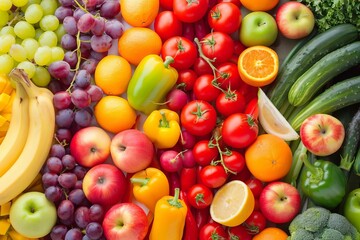 vibrant rainbow of fresh fruits and vegetables healthy eating concept photo