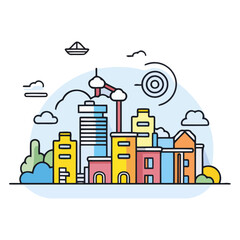 Vector icon representing investment in urban development, ideal for financial and real estate designs.