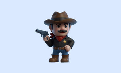 Cute Sheriff 3D Icon Illustration