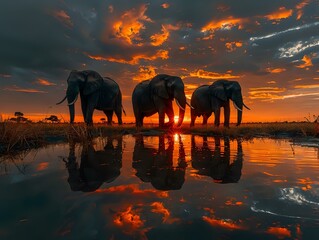 Tranquil Moment with Majestic Elephant Gathering