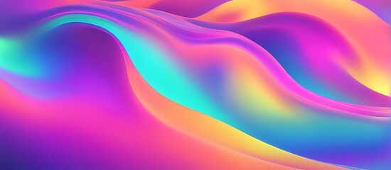 Obraz premium Abstract fluid iridescent holographic neon curved wave in motion colorful background, Gradient design. 