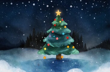 christmas tree in snow