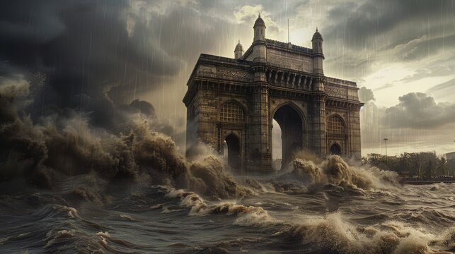 Cyclone Fury: Mumbai's Gateway of India Battling Rising Sea Levels and Torrential Rains