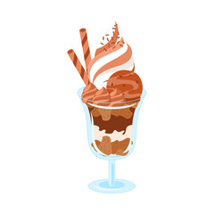 チョコレートパフェ。フラットなベクターイラスト。
Chocolate parfait. Flat vector illustration.