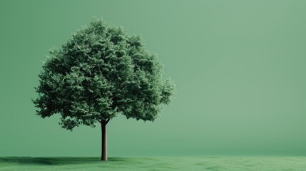 A small tree growing on a green background. The concept of ecological Earth Day.