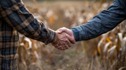 Handshake. Farmer and Business man shaking hands. Agricultural business hyper realistic 