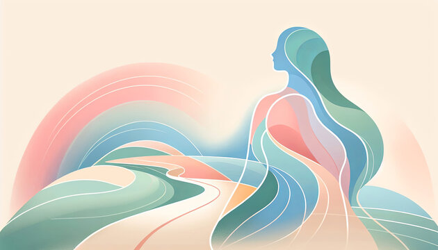 Abstract woman silhouette with copy space
