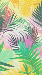 Fototapeta na wymiar Summer colors botanical tropical leaves and floral pattern design for summer sale banner ,sun light and shadows, pink, yellow leaf , pastel colors.,