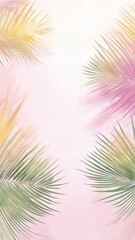 Summer colors botanical tropical leaves and floral pattern design for summer sale banner ,sun light and shadows, pink, yellow leaf , pastel colors.