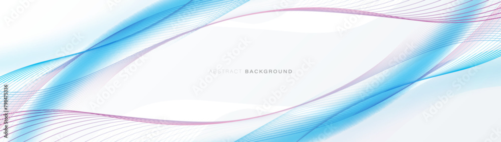 Leinwandbilder abstract futuristic technology background. abstract wavy lines connection with white and blue horizo