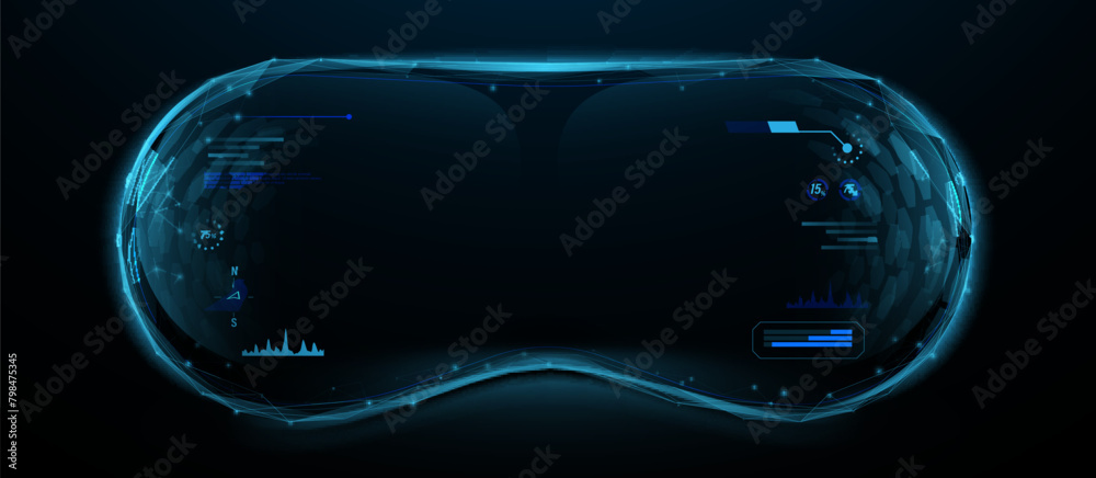Aufkleber vr. view from vr glasses. virtual reality simulation. futuristic digital technology. low polygonal, 