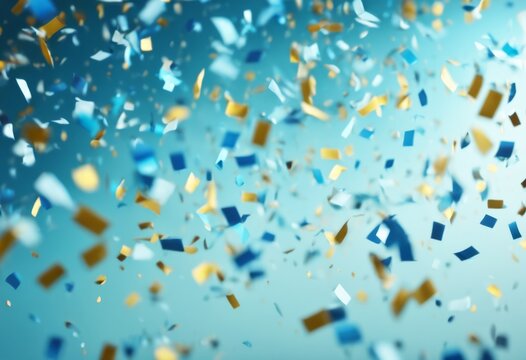 'celebration 3D blue Light confetti fluttering party decoration celebrate birthday anniversary surprise design christmas flying holiday winner success ribbon tape announcement'