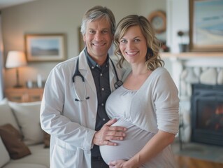 Obraz premium Male doctors and pregnant women