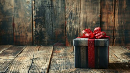 Captivating holiday gift idea featuring a stunning gift box set against a rustic old wooden floor backdrop