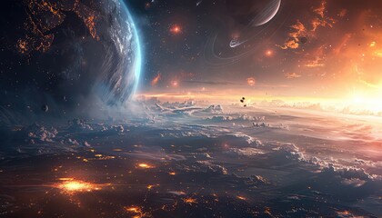 Exoplanet Exploration, Illustrate the search for habitable exoplanets beyond our solar system where extraterrestrial life might exist