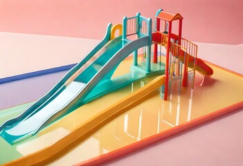 Naklejka premium playground slide, miniature slide on the pink background 