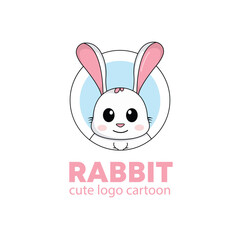 logo rabbit cute cartoon vector illustration. animal logo concept .flat style concept illustration cute