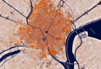 Fototapeta premium gradient Rosario plan Argentina center poster town Santa Urban minimalist city transit blueprint map network Fe roads ARG rail downtown highways design vector parks Background