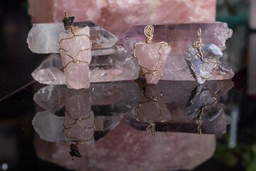 quartz set on metal for protection and jewelry, holistic
