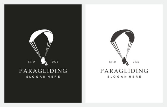 Paragliding Glide Flight Outdoor logo design icon vector