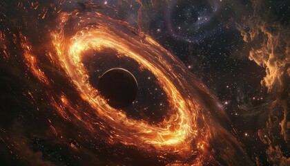 Black Hole Encounter, Visualize the mysterious and captivating phenomenon of a black hole