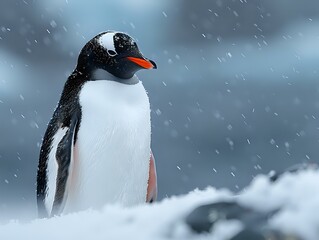 Obraz premium Serenity in Solitude: A Penguin's Quiet Moment